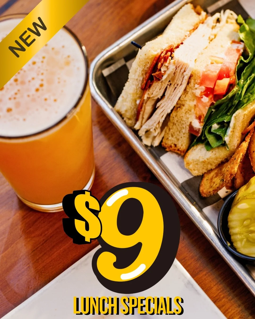 😋 $9 Lunch Specials at Saloon 151🍴

Available Monday&ndash;Friday | 11AM&ndash;2PM
Choose a &frac12; sandwich with soup or a lunch-sized salad.

Dine in, relax, and then get back to your day