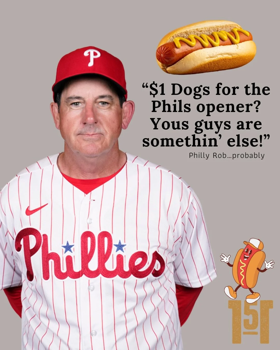 Phillies Home Opener at Saloon 151 ⚾️🍻
Come catch all the action with us and cheer on the Phils the way it should be watched &mdash; at the bar with game day specials rolling.

During the game:
🌭 $1 hot dogs
🍺 $15 Coors Banquet buckets

🔥 Chef&rs