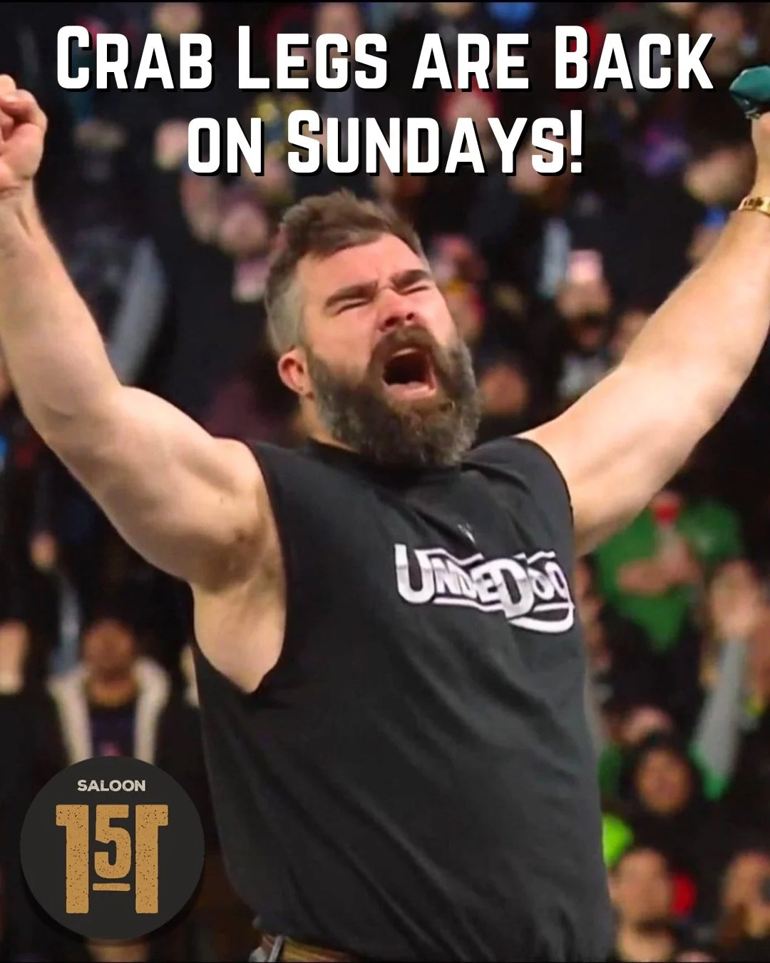 Sundays = Crab Legs at Saloon 151 🦀🍻

From all-day food &amp; drink specials to live music and late-night energy, it&rsquo;s your full Sunday lineup in one spot.

🦀 Crab Legs (3&ndash;9PM)
🍺 $3 Miller Lites all day
🥪 $8 Cheesesteaks
🍟 $9 Saloon