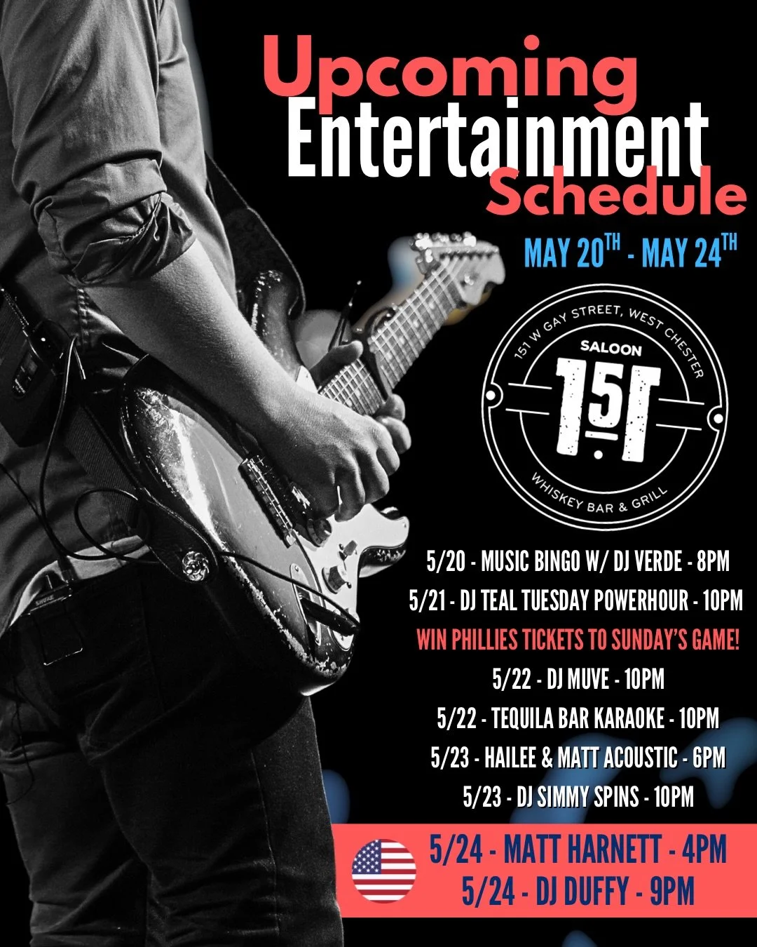 Upcoming Entertainment Schedule 🎧🎶⚾️ 🎸🎤🪩🇺🇸