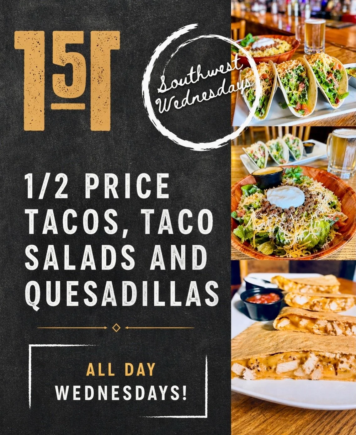 Whiskey Wednesday is a Taco Day! 🌮 Music Bingo tonight with @dangreenmusic