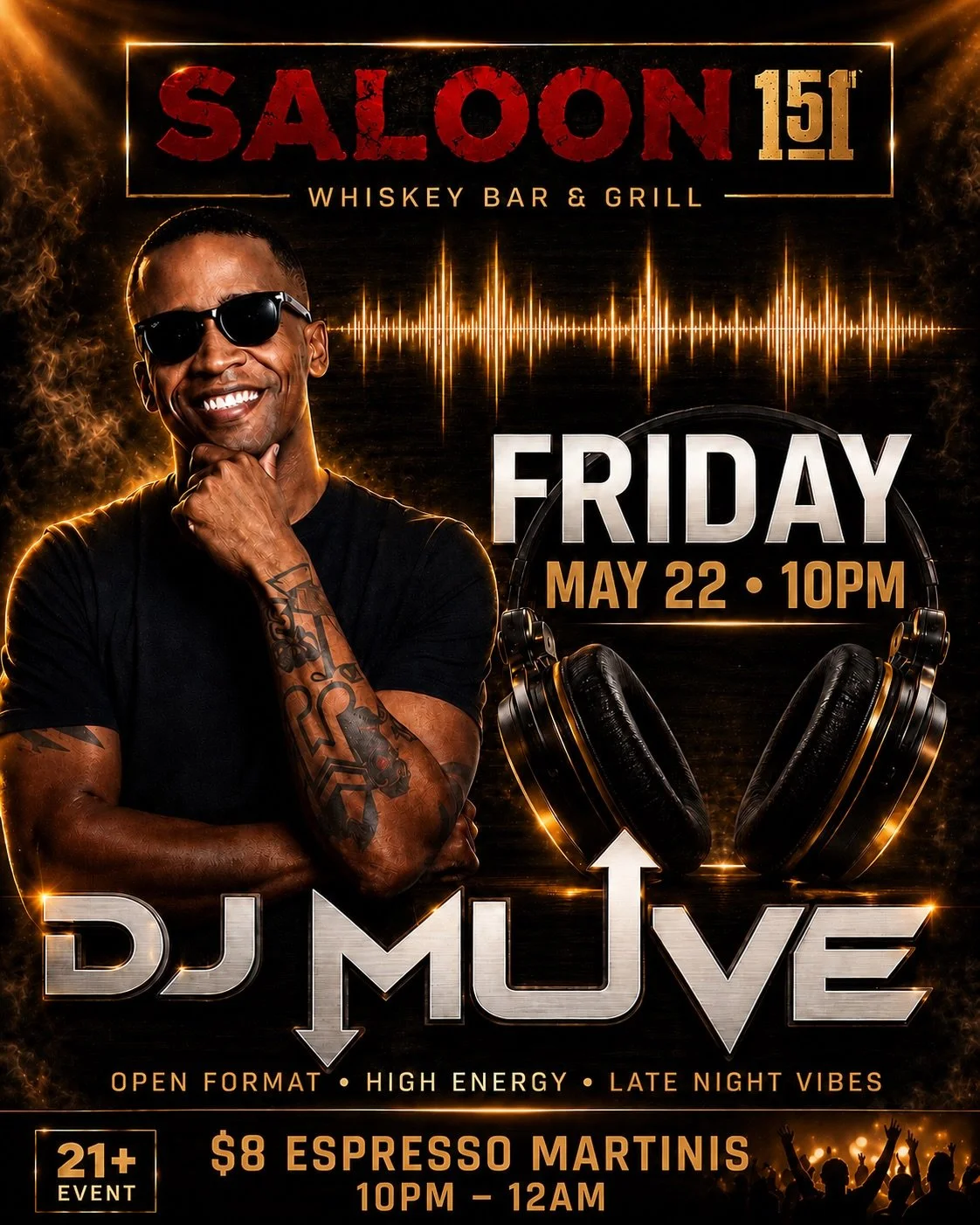 🔥 Friday Night at Saloon 151! 🔥

🍺 $3 Yuengling Lager &ndash; All Day
☀️ $5 Sun Cruisers &amp; $8 Espresso Martinis 🫘 | 10PM&ndash;12AM

🎤 Karaoke Fridays at the Tequila Bar - Host: @dangreenmusic 
Signups start at 10PM

🎧 DJ Muve 🪩 taking ove