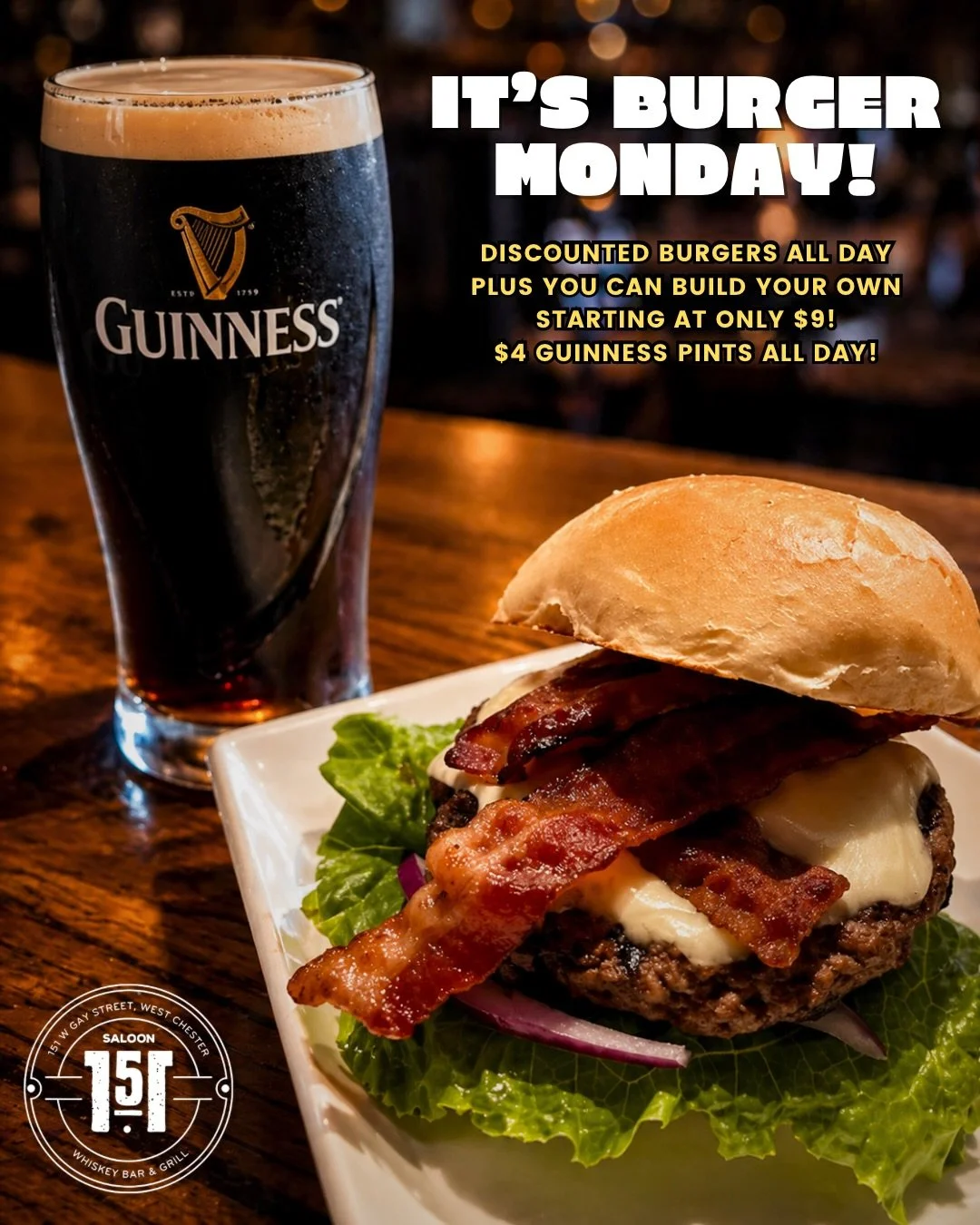 &spades;️&hearts;️&clubs;️&diams;️ All In Mondays &ndash; Free Weekly Poker Night!
🃏 Sign-ups start at 7:30PM &ndash; bring your poker face and win big. 🍔 Burger Monday &ndash; Every burger on our menu is discounted, or Build Your Own Burger starti