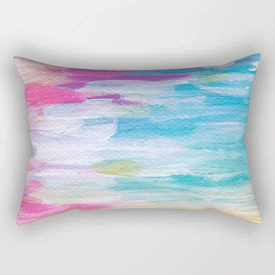 Neon Sunset Rectangle Throw Pillow 