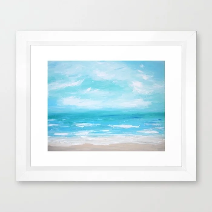 Hello Monday Sea Blue Framed Art Print