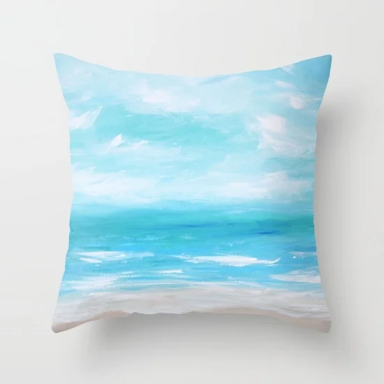 Hello Monday Sea Blue Throw Pillow