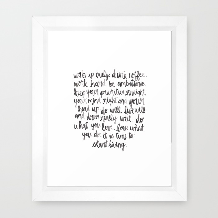 Wake up early. Drink coffee. Watercolor Handlettering Quote Print