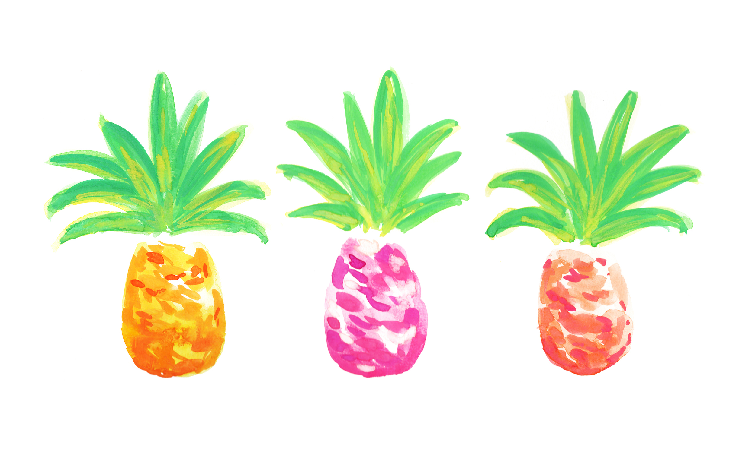 3 Little Pineapples | Original Watercolor Painting by Kristen Laczi of Hello Monday Design