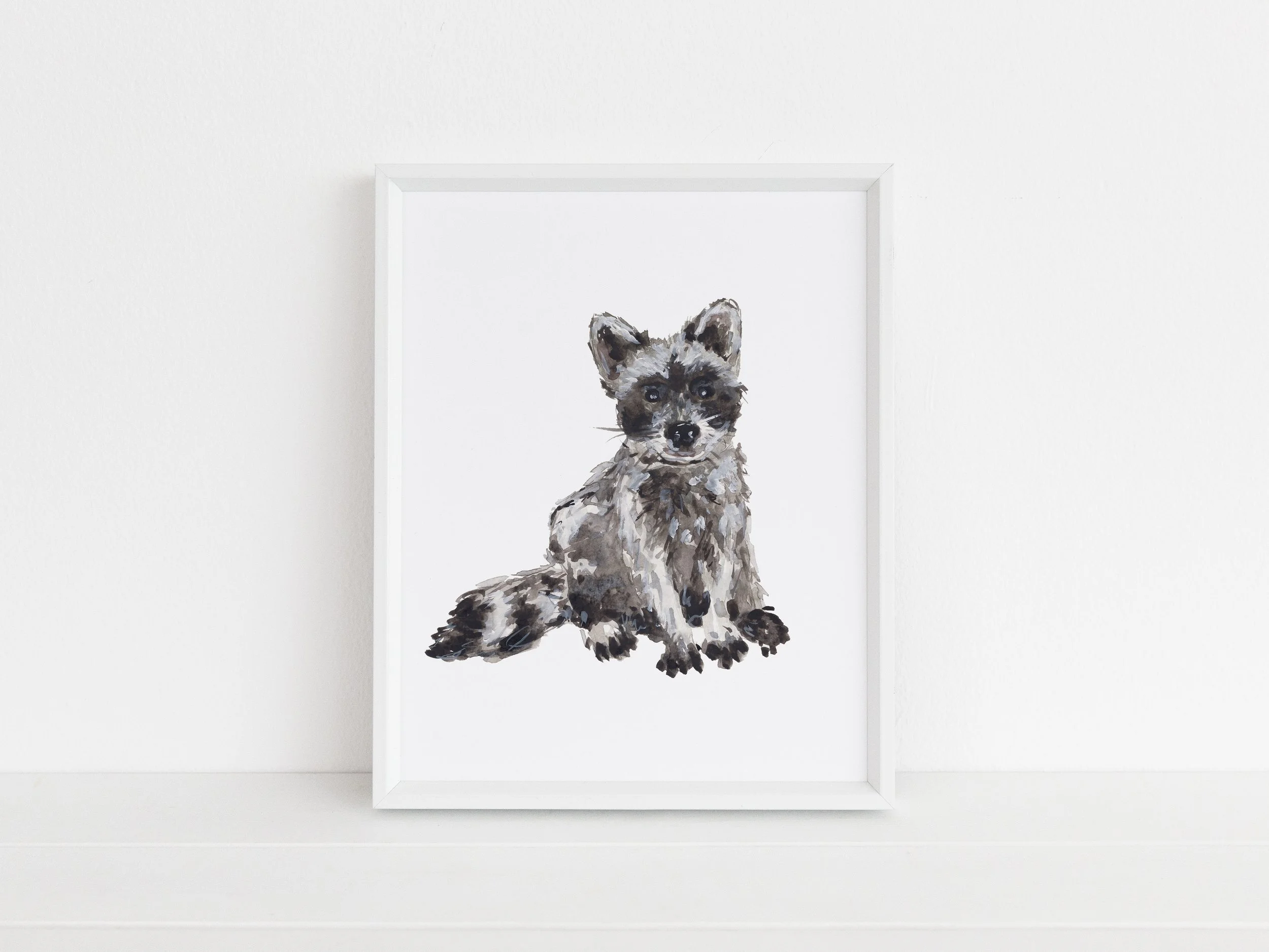 Kristen-Laczi-Woodland-Animals-1-White-Frame-Raccoon.jpg