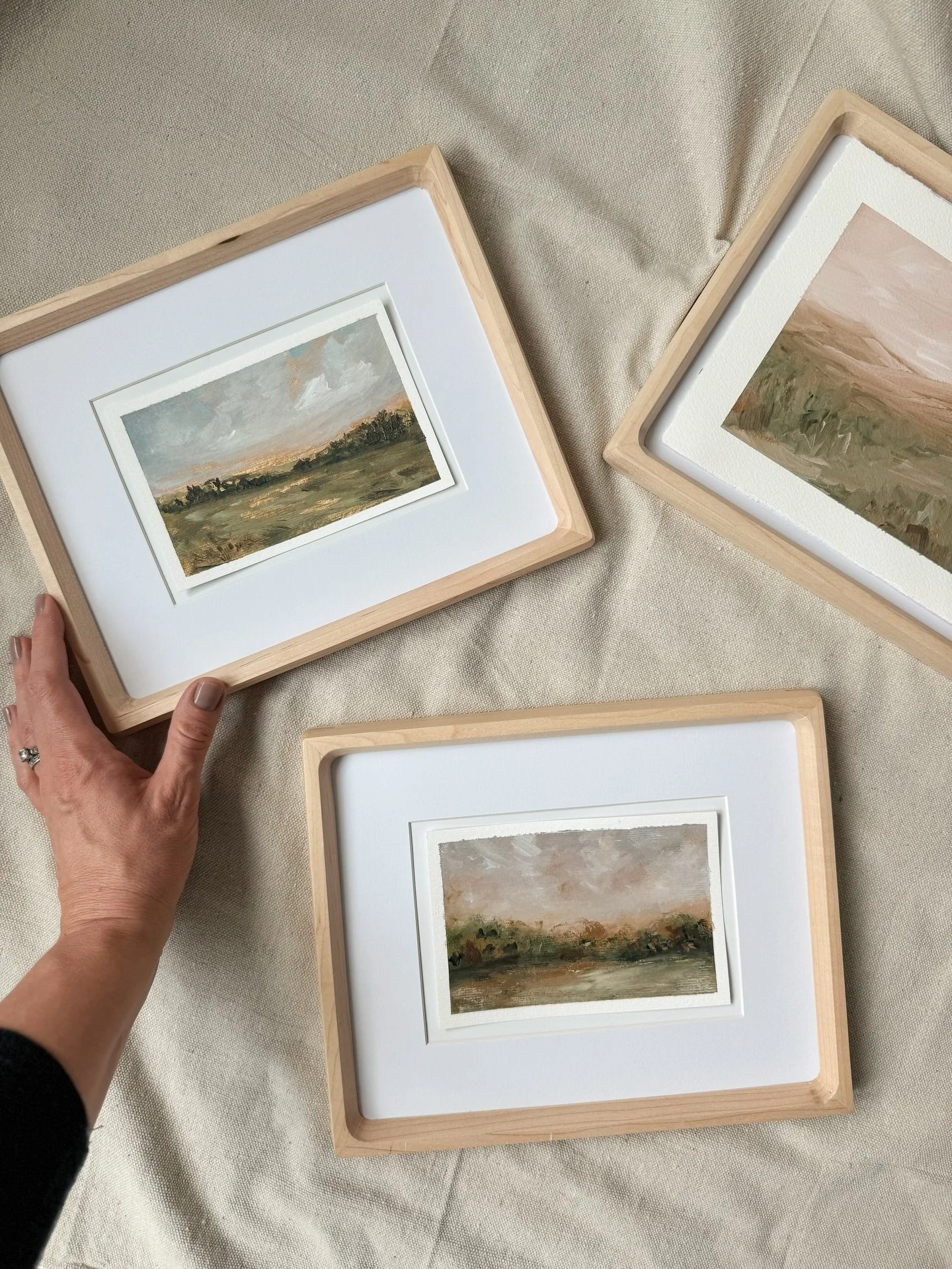 Tomorrow at 8am, a collection of six originals, each painted during quiet moments of reflection, will be made available. 

Each painting is a little reminder of hope, softness and light during this holiday season. Each one is framed in a beautiful wo