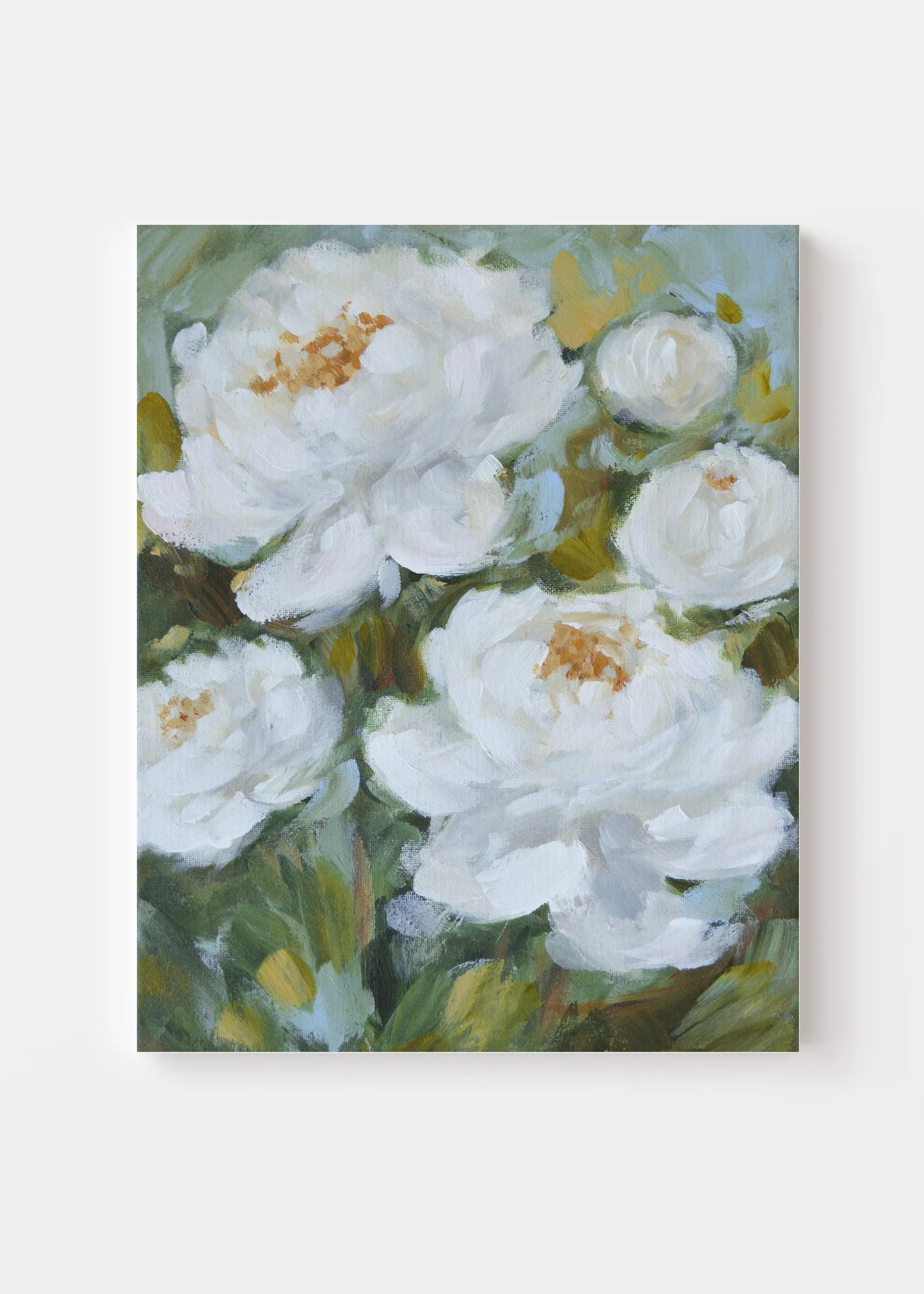 White Peonies | 11"x14" on Canvas