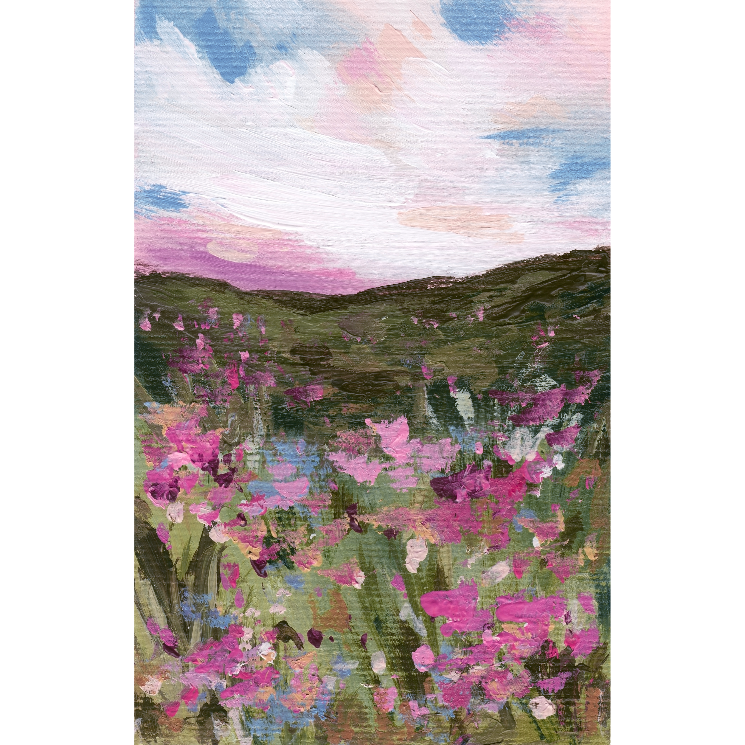 Sunset Flower Field | 5"x7" on Paper