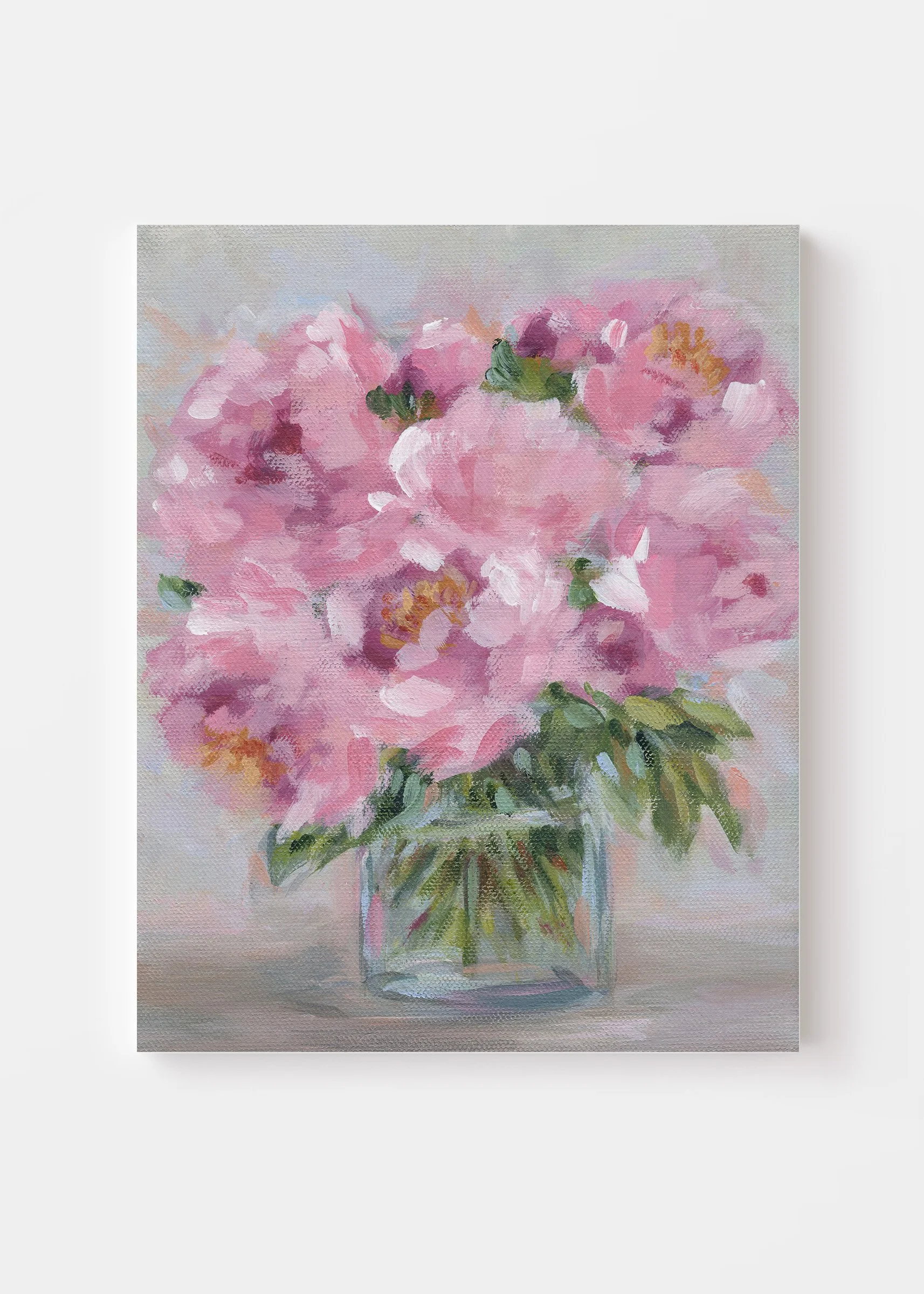 Pink Peony Bouquet | 8"x10" on Canvas