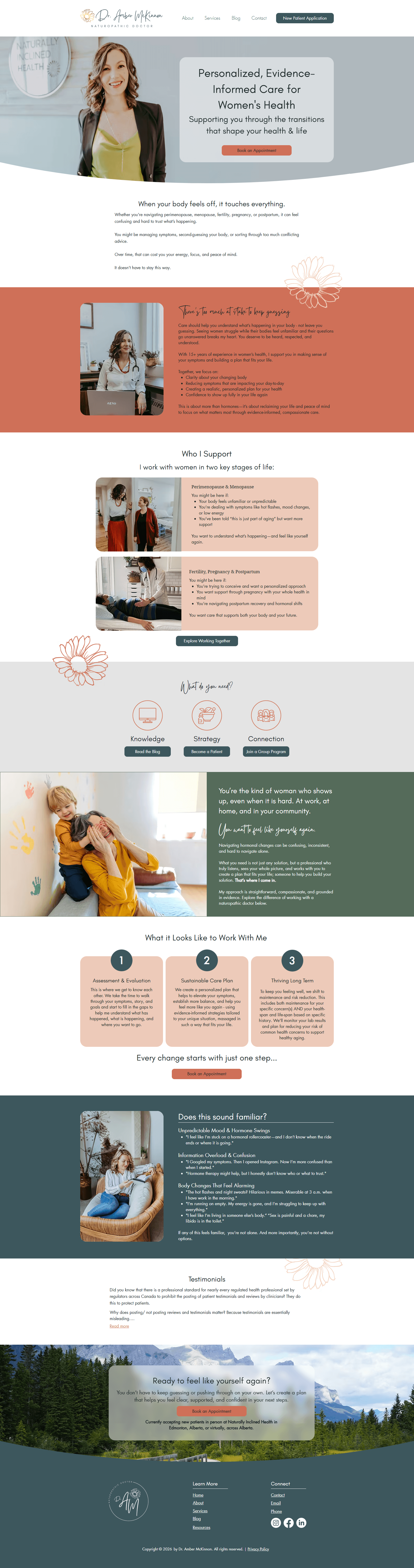 Wix homepage for naturopathic doctor website featuring simple navigation, approachable branding, and clean modern design.