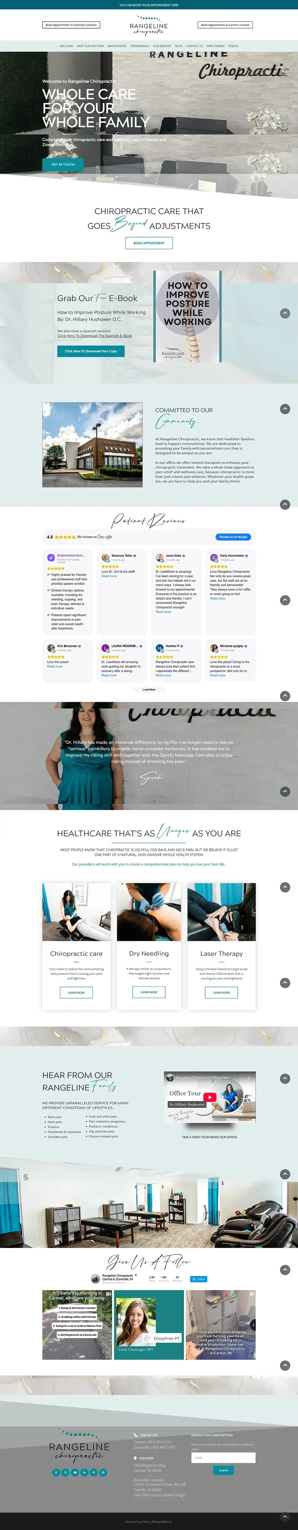 Old home page of Rangeline Chiropractic website before redesign