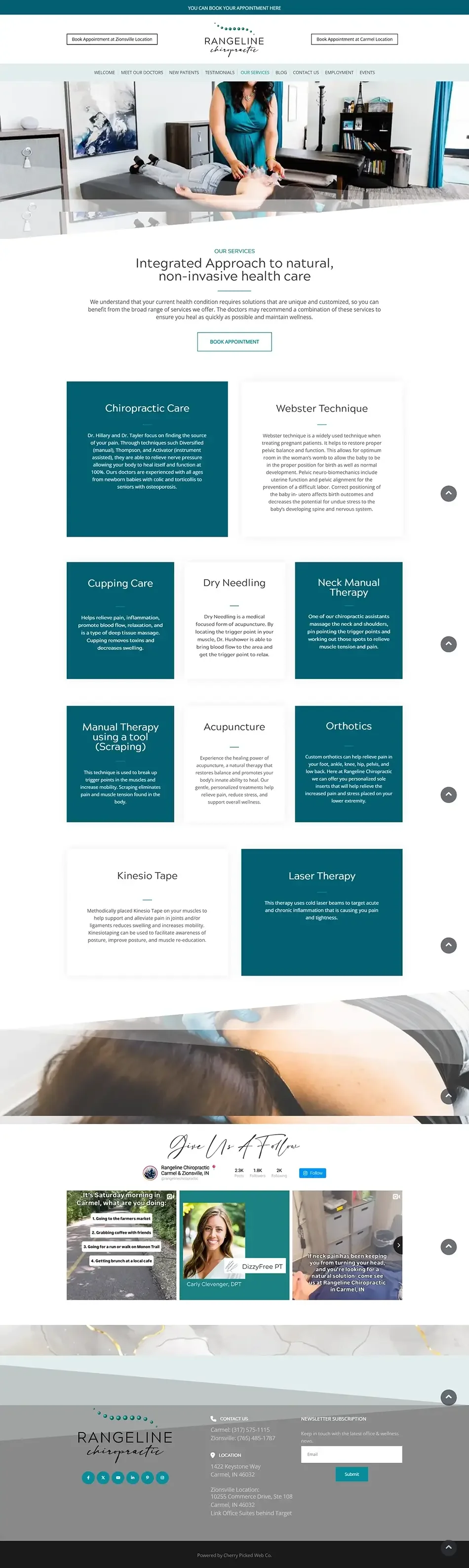 Services page layout before the Squarespace website redesign