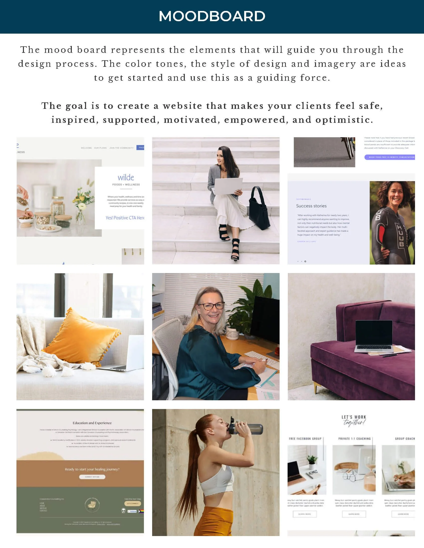 design mood board for naturopathic nutritionist website
