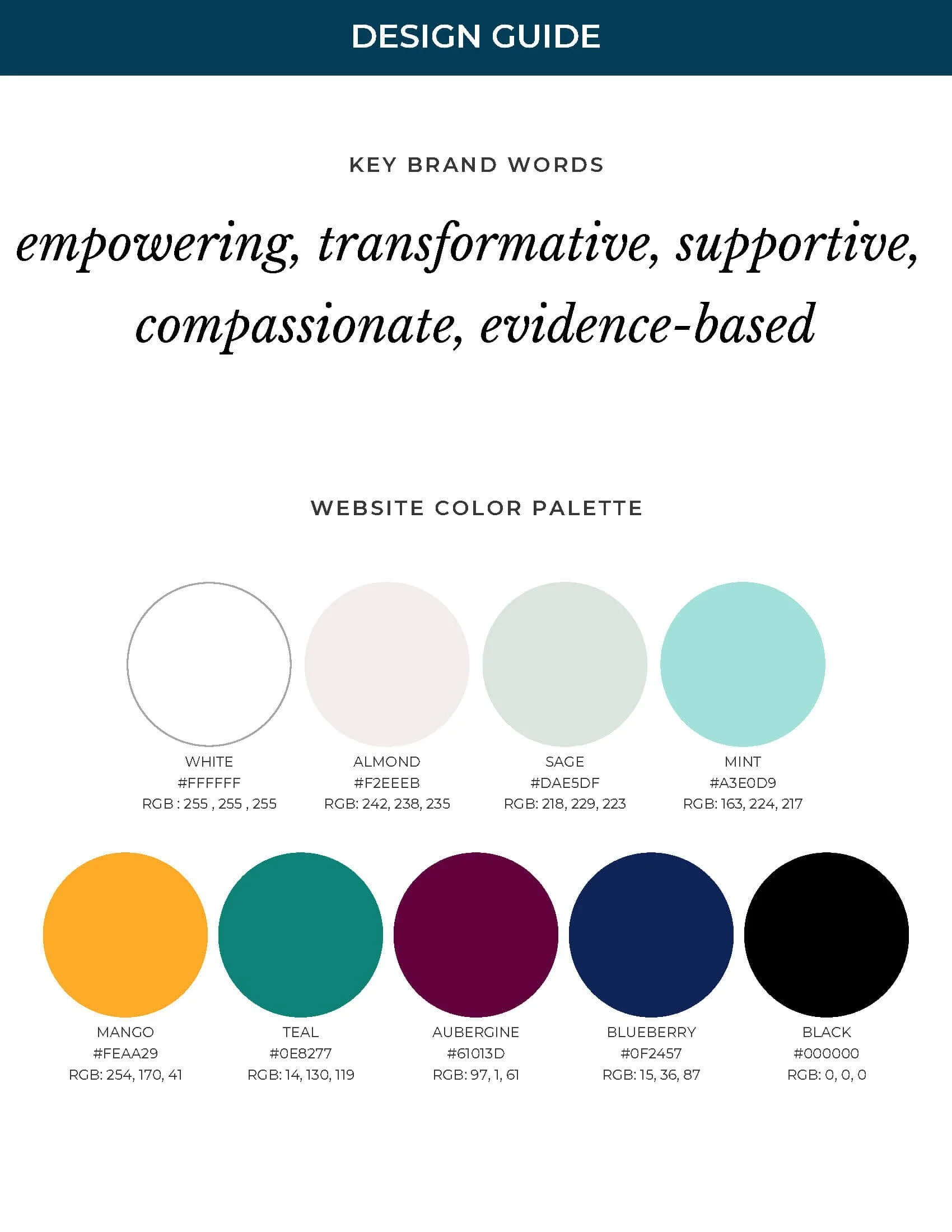 color palette for naturopathic nutritionist website