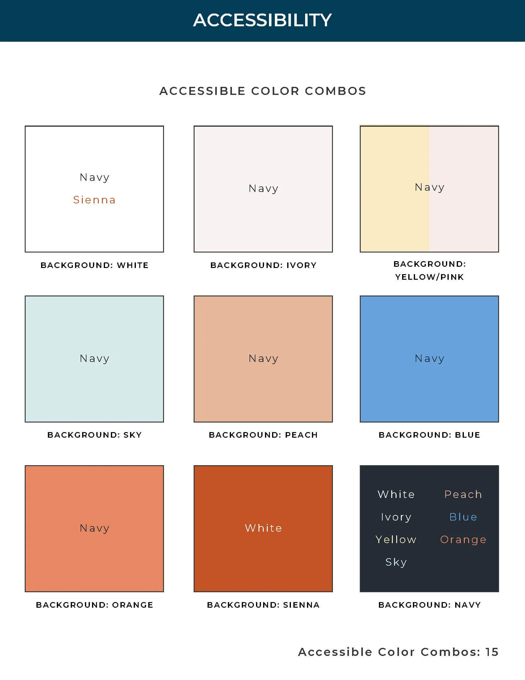 Accessible color combinations for Squarespace redesign for small business