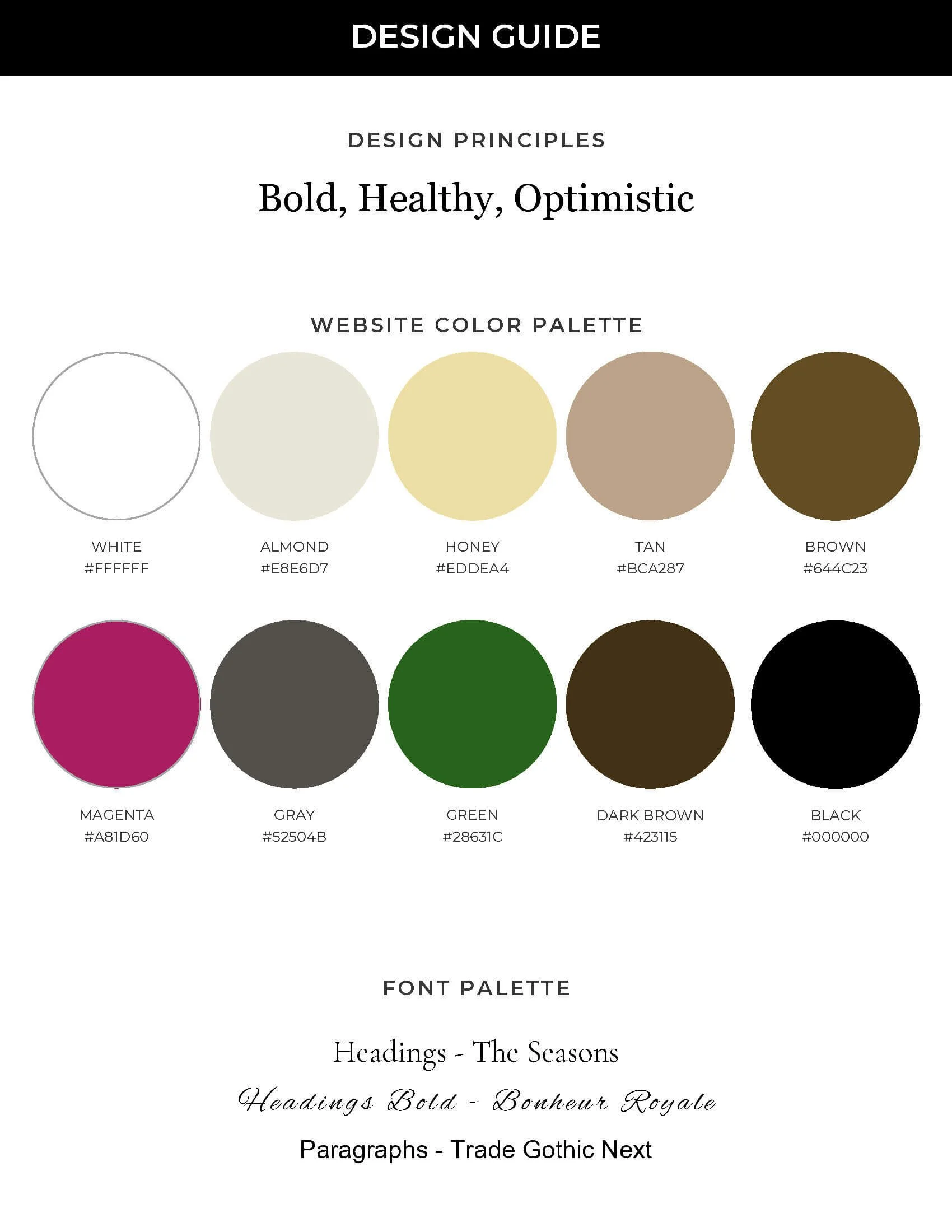 color palette example for nutritionist website