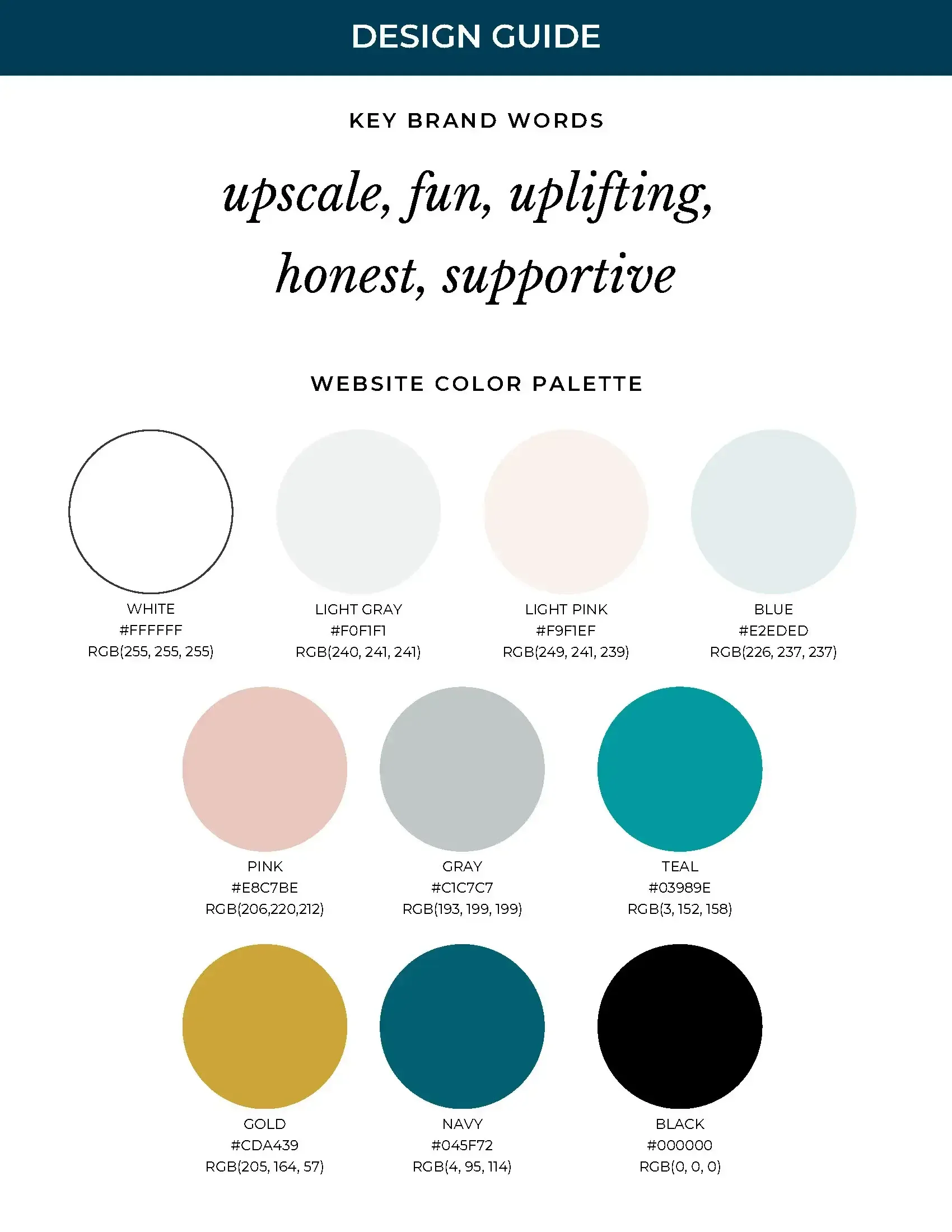 Refined brand color palette with accessible shades of teal, navy, and gold for an upscale chiropractor website