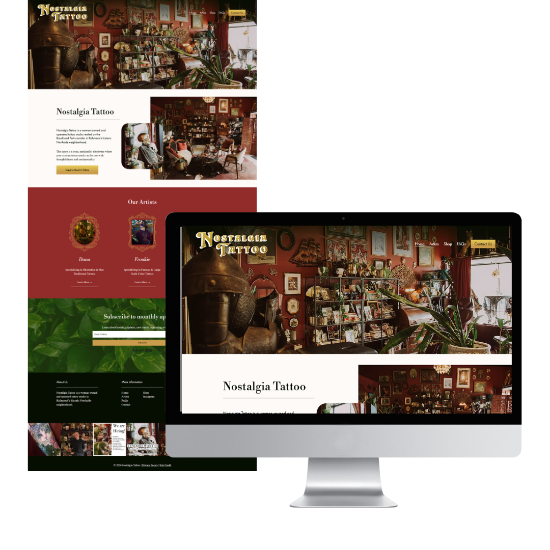 Custom Tattoo Studio Website Design in Richmond, VA