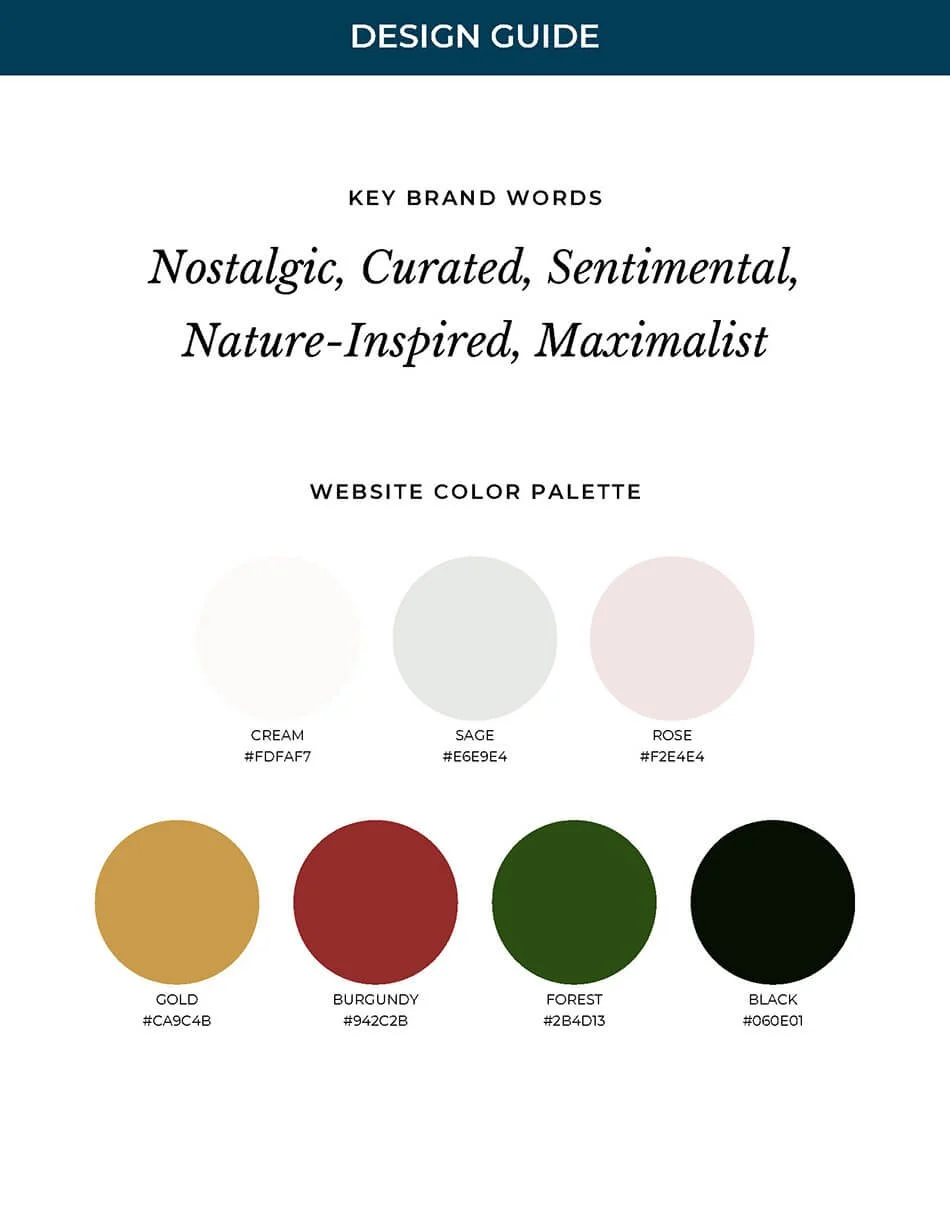 Tattoo studio website color palette with burgundy, dark green, gold, and warm neutrals for a rich nostalgic brand feel.