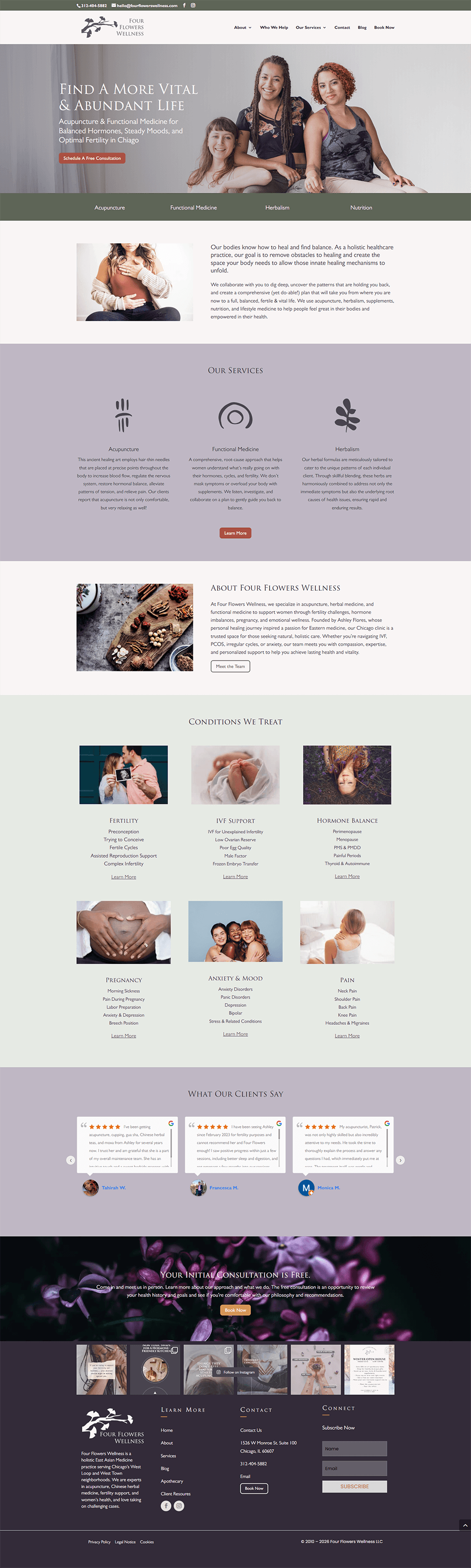 After screenshot of refreshed functional medicine website homepage with clear navigation, natural branding, and modern layout.