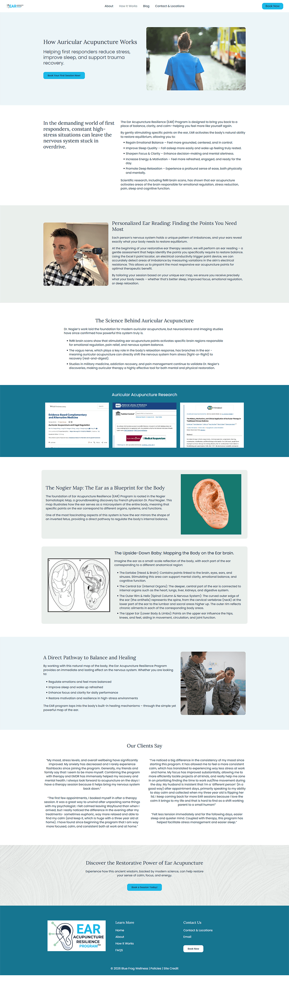 Refreshed services page for acupuncture website design with clear offerings, clean layout, and bright Elementor styling.
