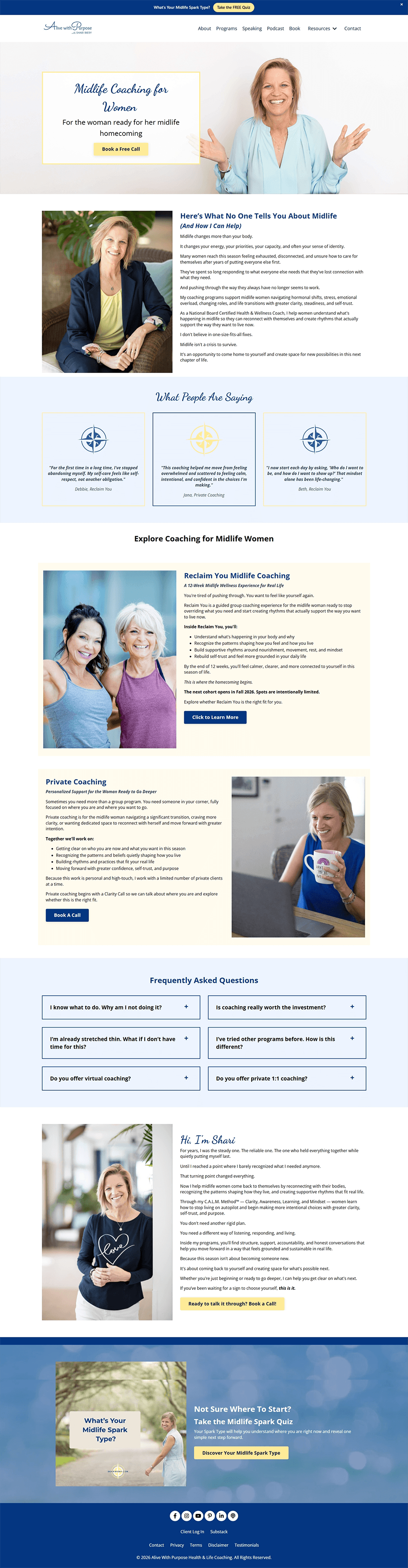 Updated life coaching programs page in Kajabi with clear offers, organized content, and easy-to-navigate design.