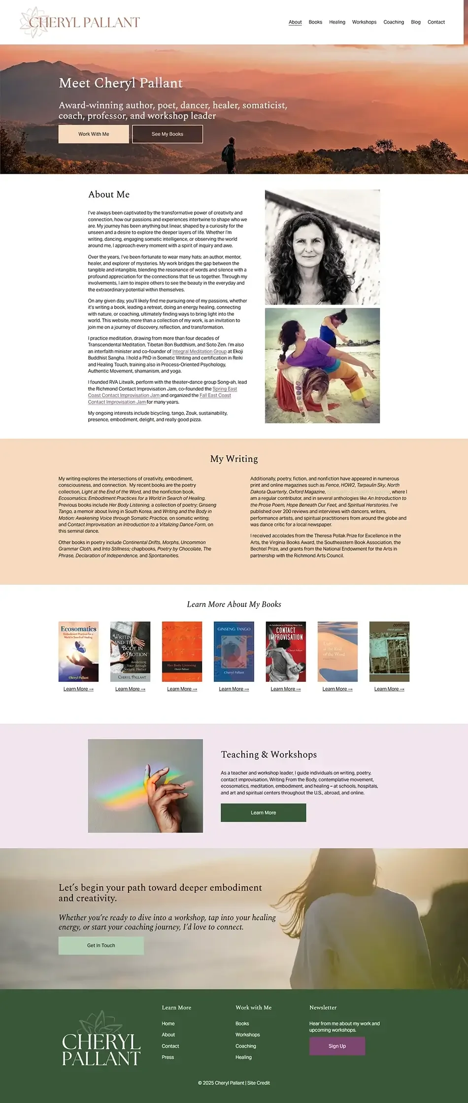 Clean and professional About page on redesigned Squarespace author website with warm, welcoming design