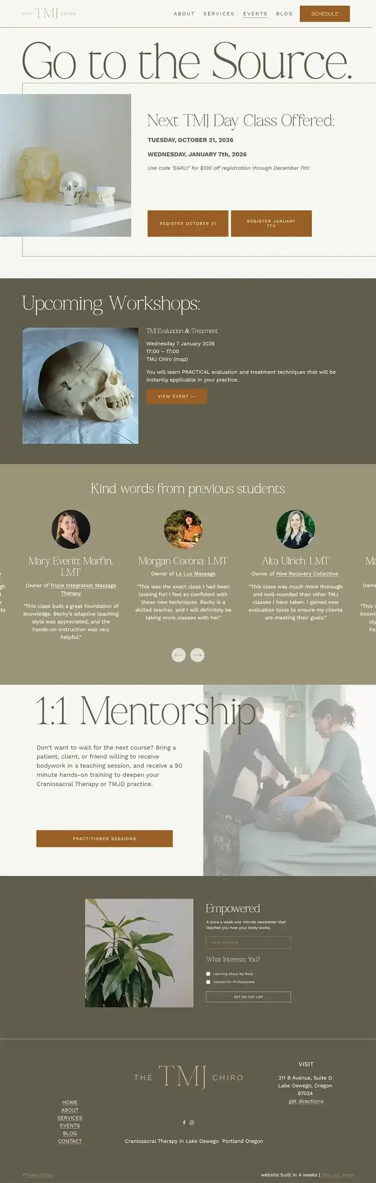 Screenshot of original “For Practitioners” page before website redesign with limited structure or visual flow