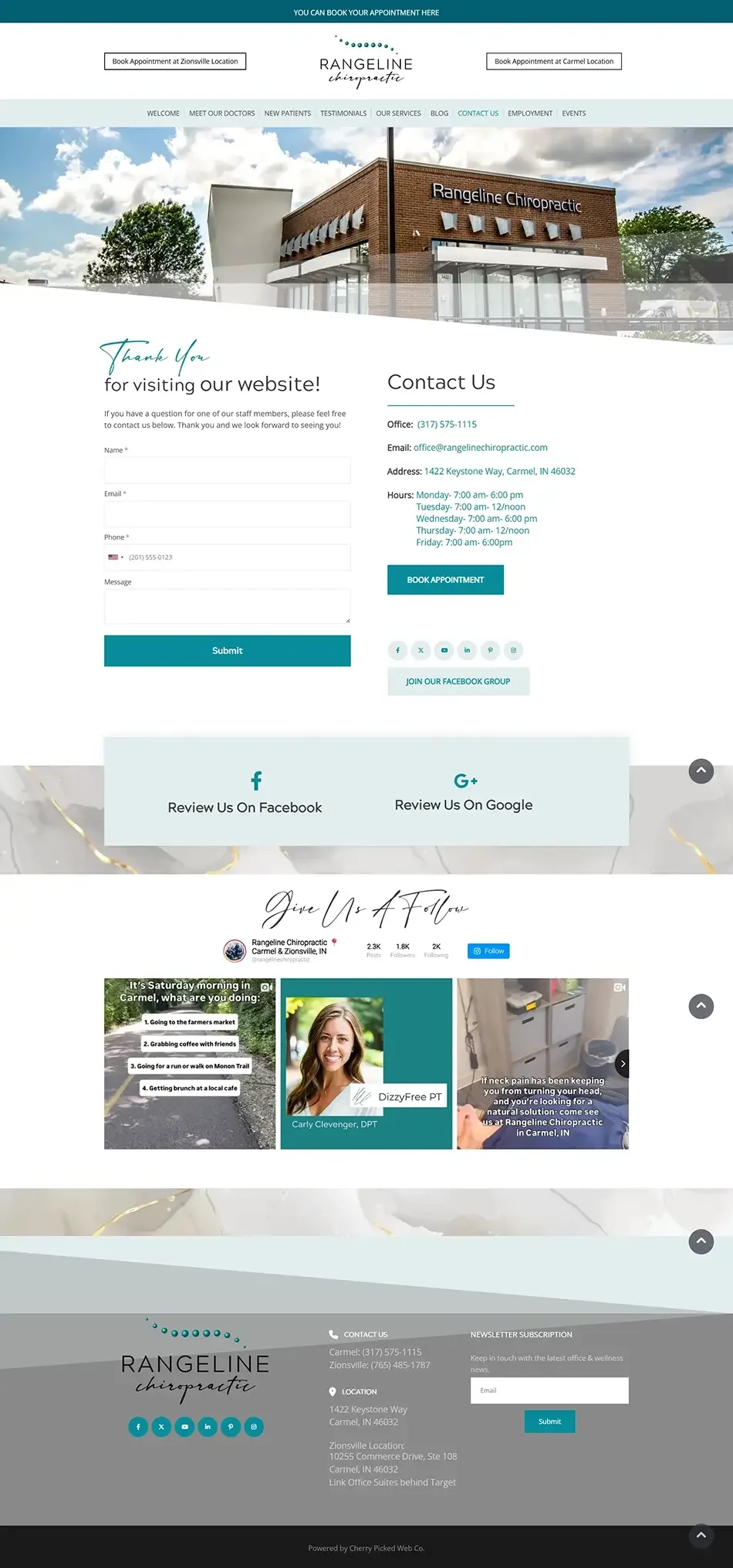 Contact page before website refresh with outdated layout and limited functionality