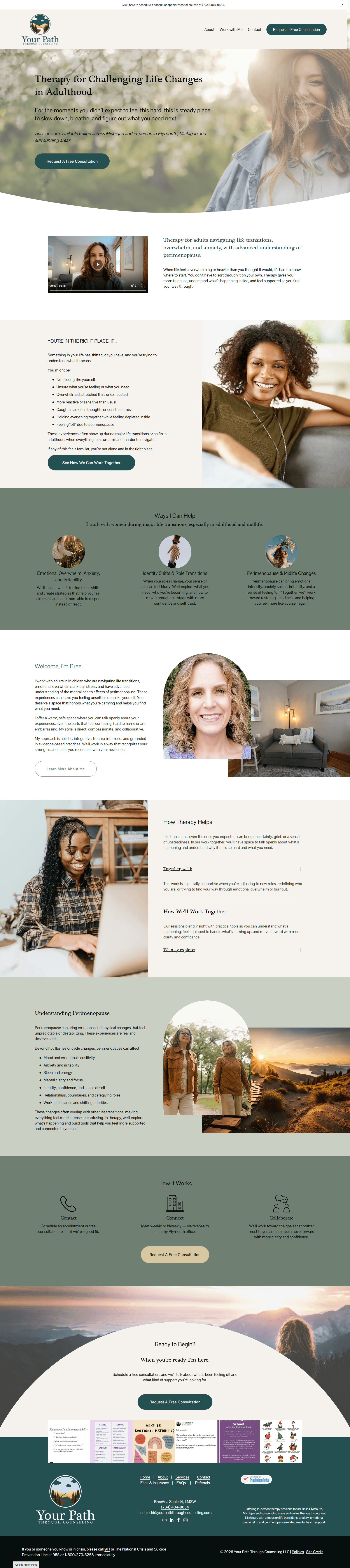 Refreshed therapist website homepage with a warm, welcoming design, clear messaging, and simple navigation.