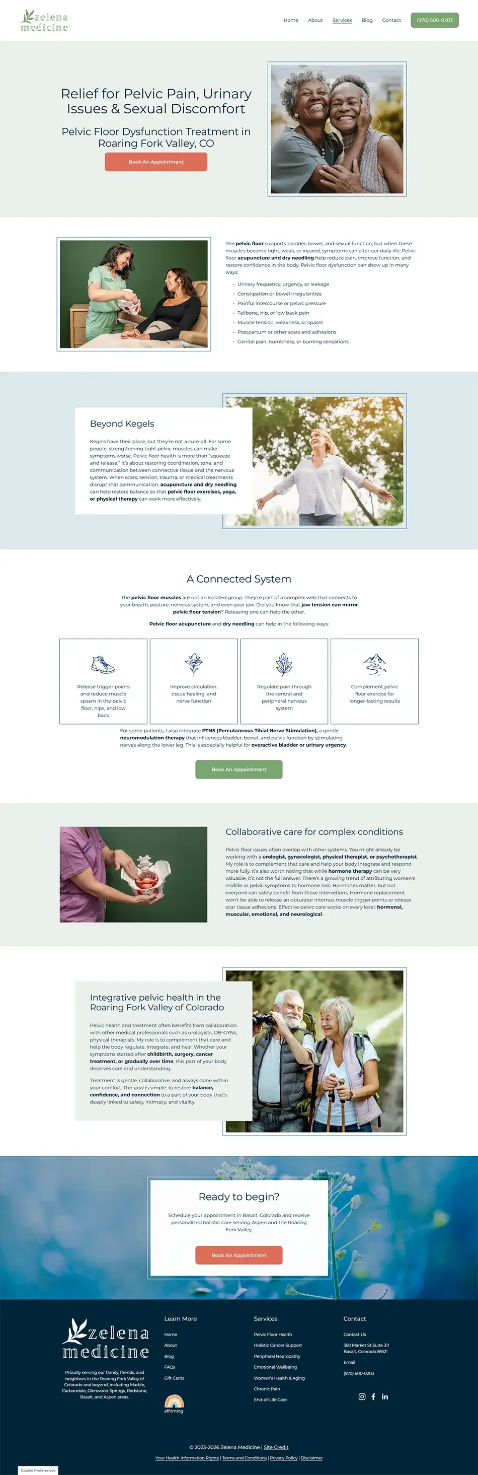 Refreshed acupuncture services page with clear treatment information, calming design, and SEO-focused structure.