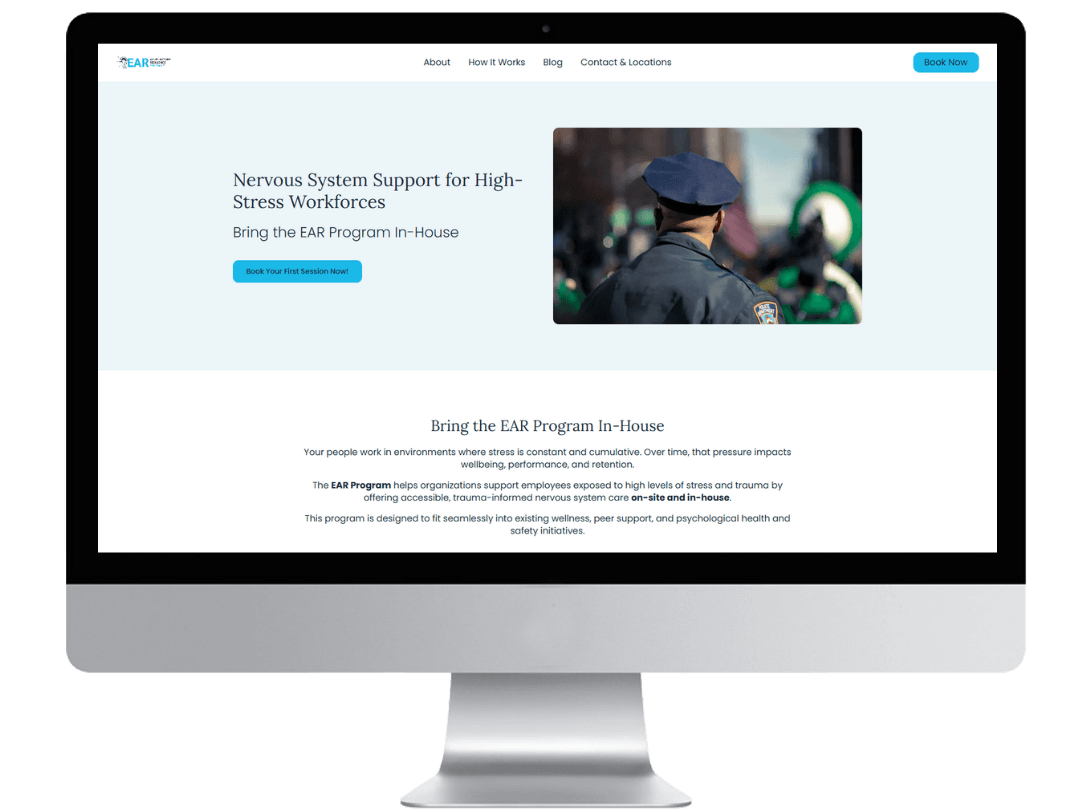 Elementor acupuncture website design homepage for a wellness program with a bright, clean layout in green, blue, purple, and white.