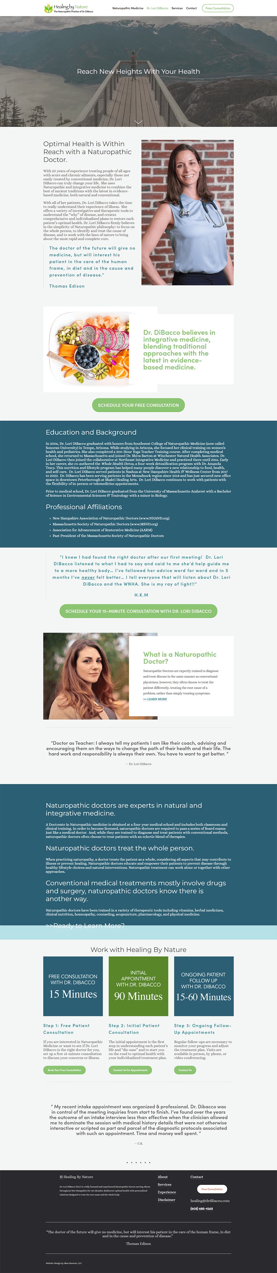 Before screenshot of a naturopathic doctor About page prior to the website design and SEO refresh.