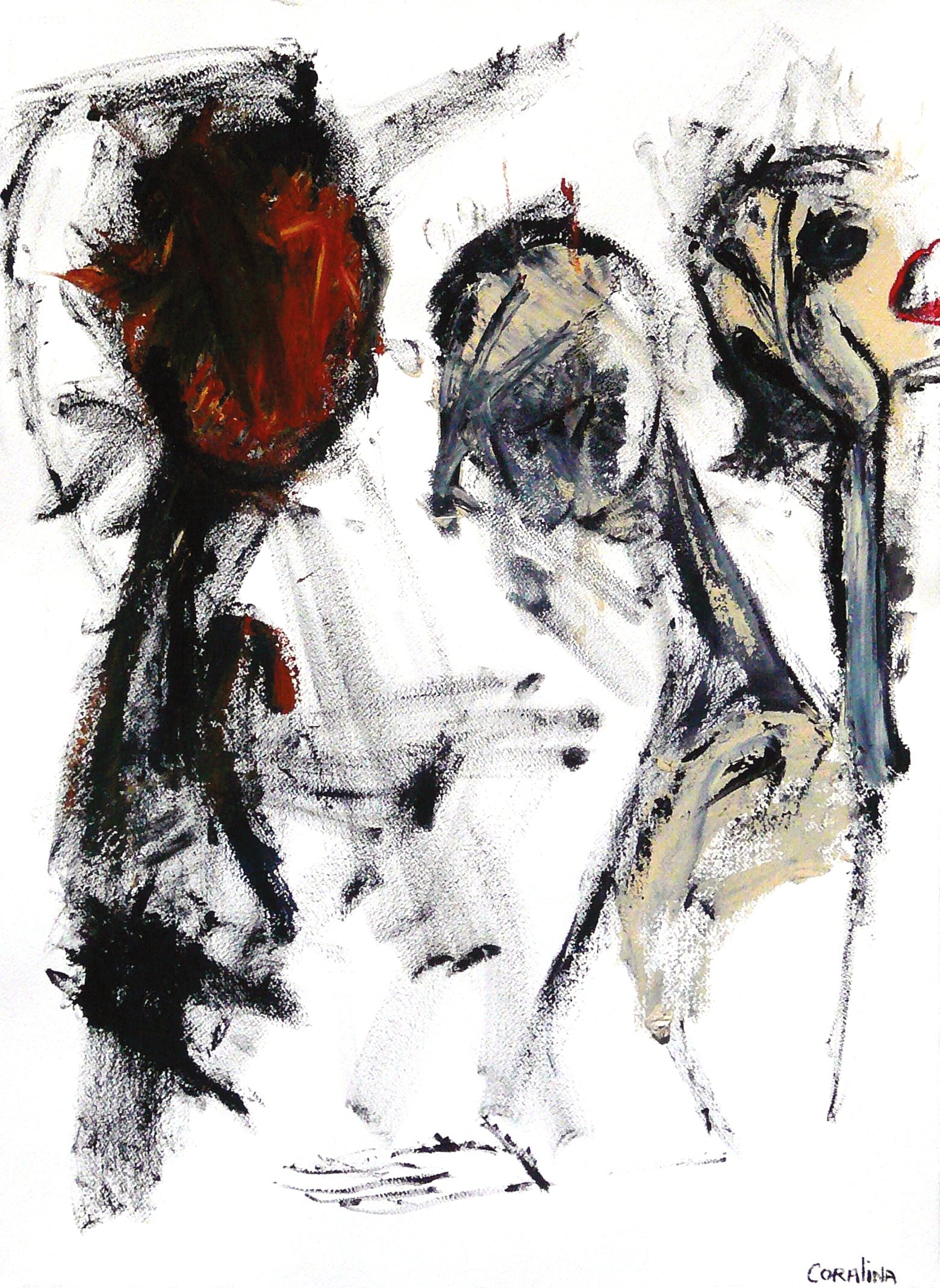 PAGINA 11. THE FAMILY THAT LOST THEIR SMILE IN THE PILE AND WITHOUT MUCH STYLE. BY Coralina Cataldi-Tassoni. Acrylic on paper.(22'' x 30'') PAGE  11.jpg