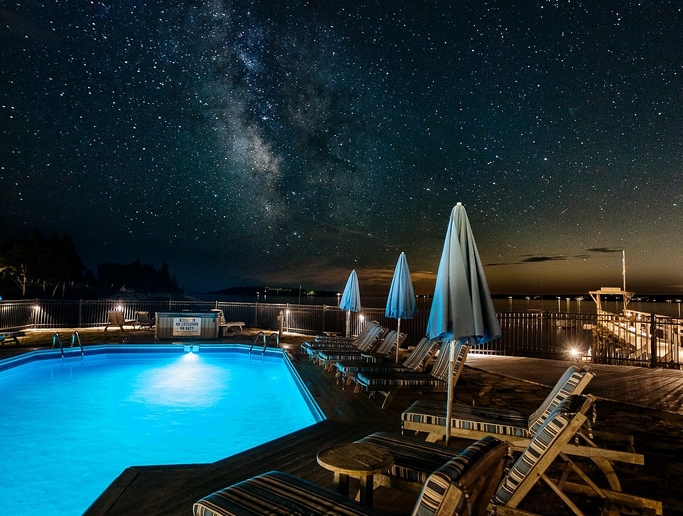 Oceanside Pool Under the Stars at the Spruce Point Inn