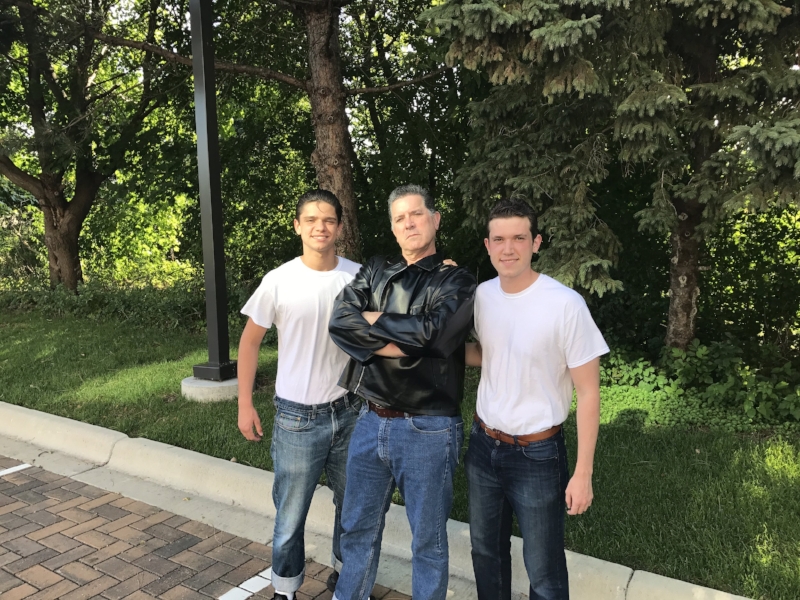 Brendan, Joe, and JD dressed as greasers