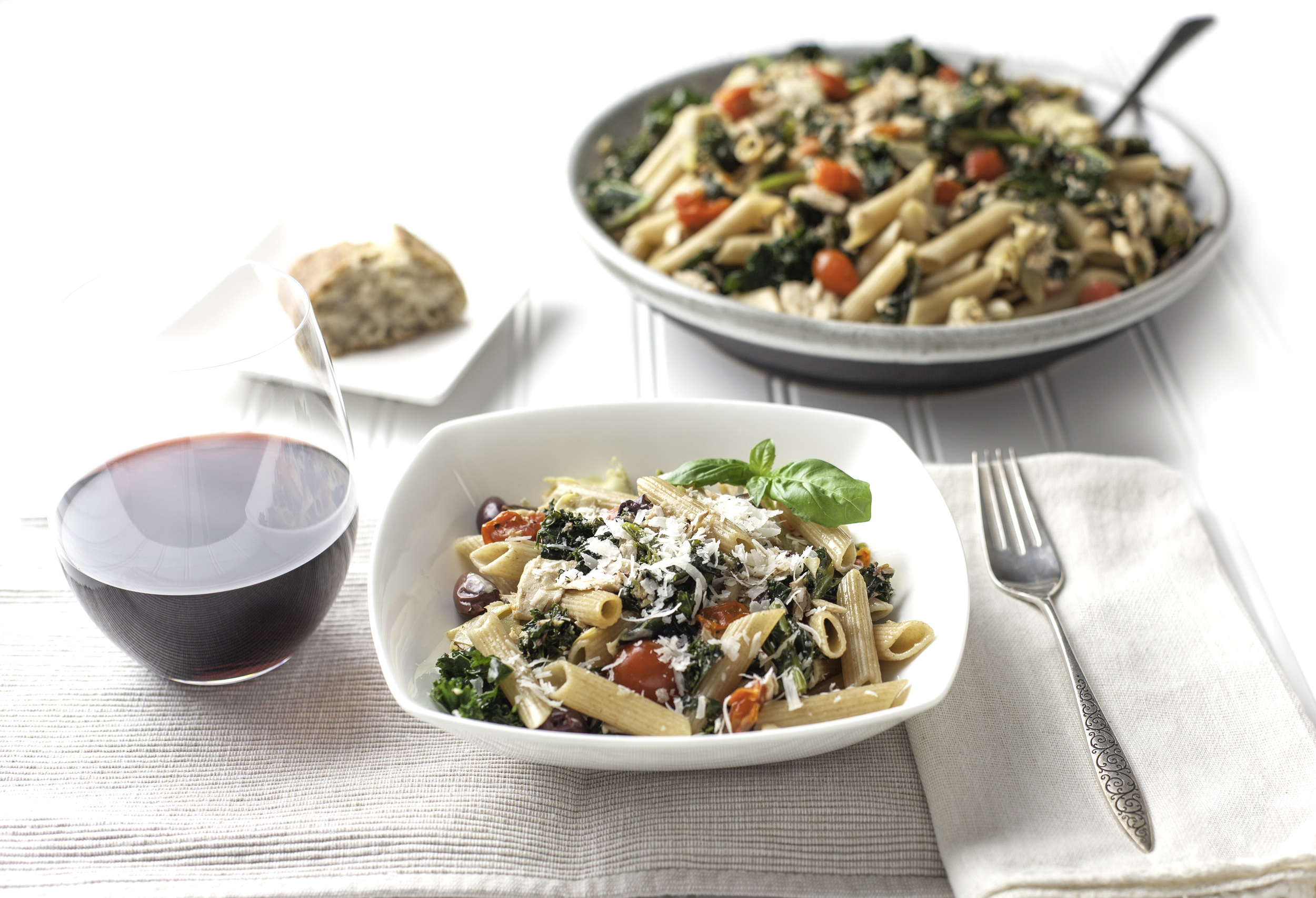 Mediterranean Penne with Tuna, Kale & Artichokes