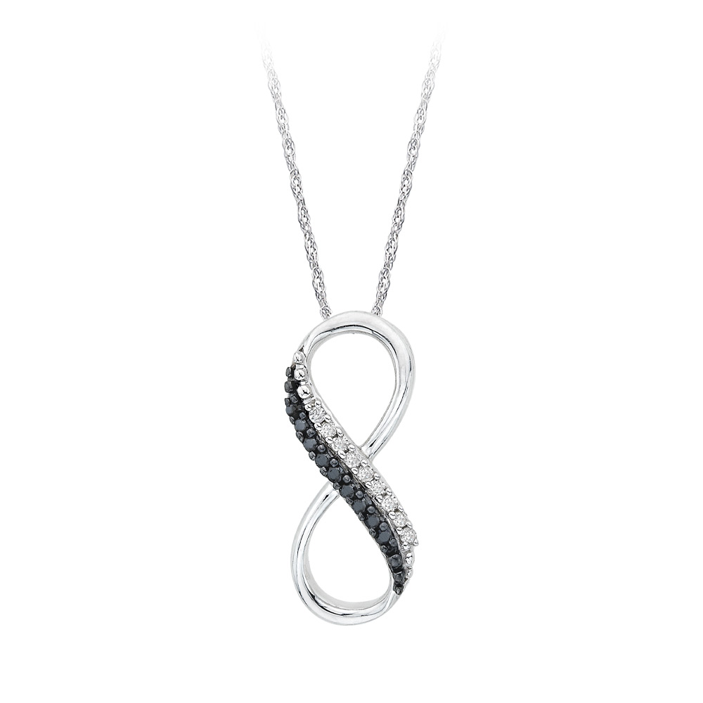 .07 CT. T.W. Sterling Silver Black and White Diamond Infinity Pendant —  Jensen Jewelers