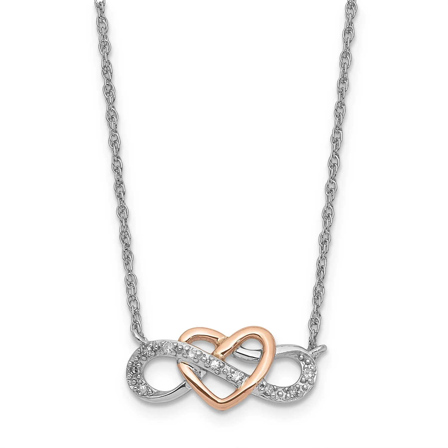 Sterling Silver and 10K Rose Gold T.W. 