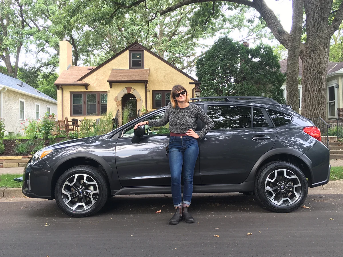 Rachel with her new Crosstrek!