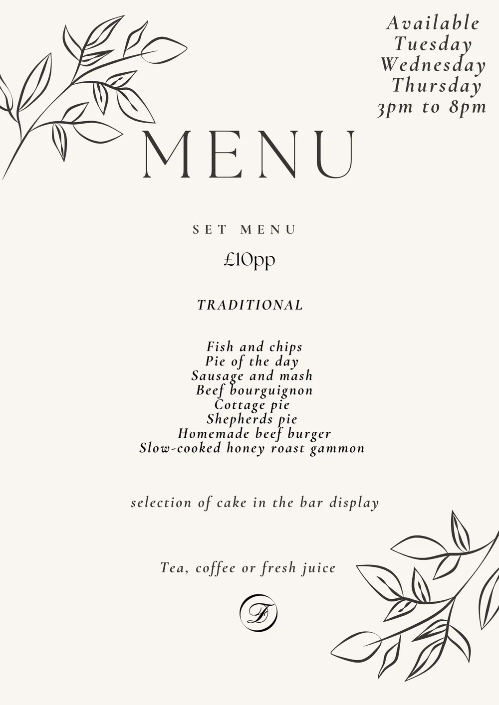 The Menus — Dukes Folly Hotel