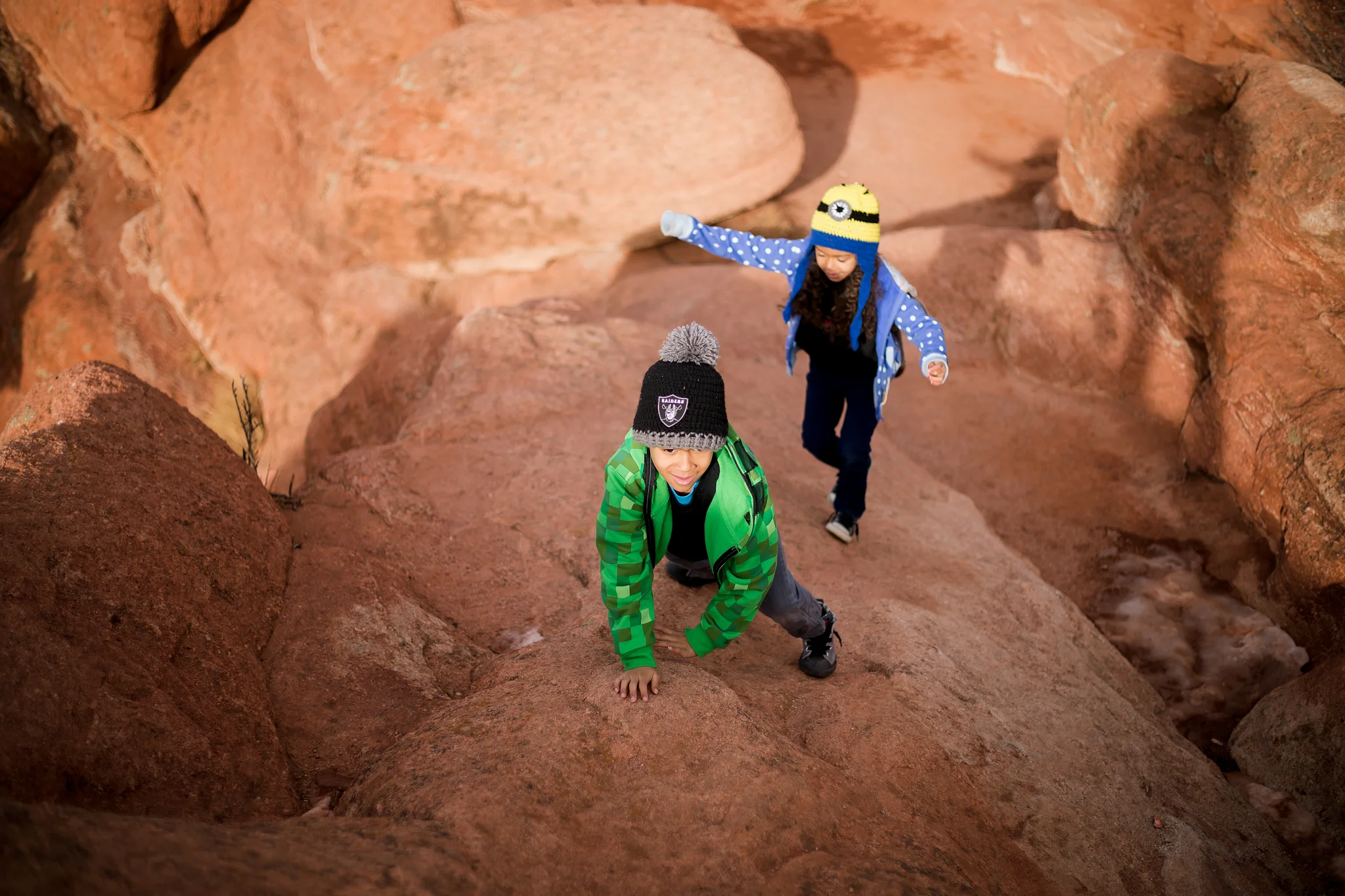 Day 1: New Year, New Day, and New Adventures! I hope you weren't getting tired of seeing my photographs every day because the new challenge begins. I wanted to start the new year off with a little outdoor adventure with the kids. They had a great time and so did I, running around and climbing rocks at Garden of the Gods Park. We even played photo tag, a game my kids came up with. 