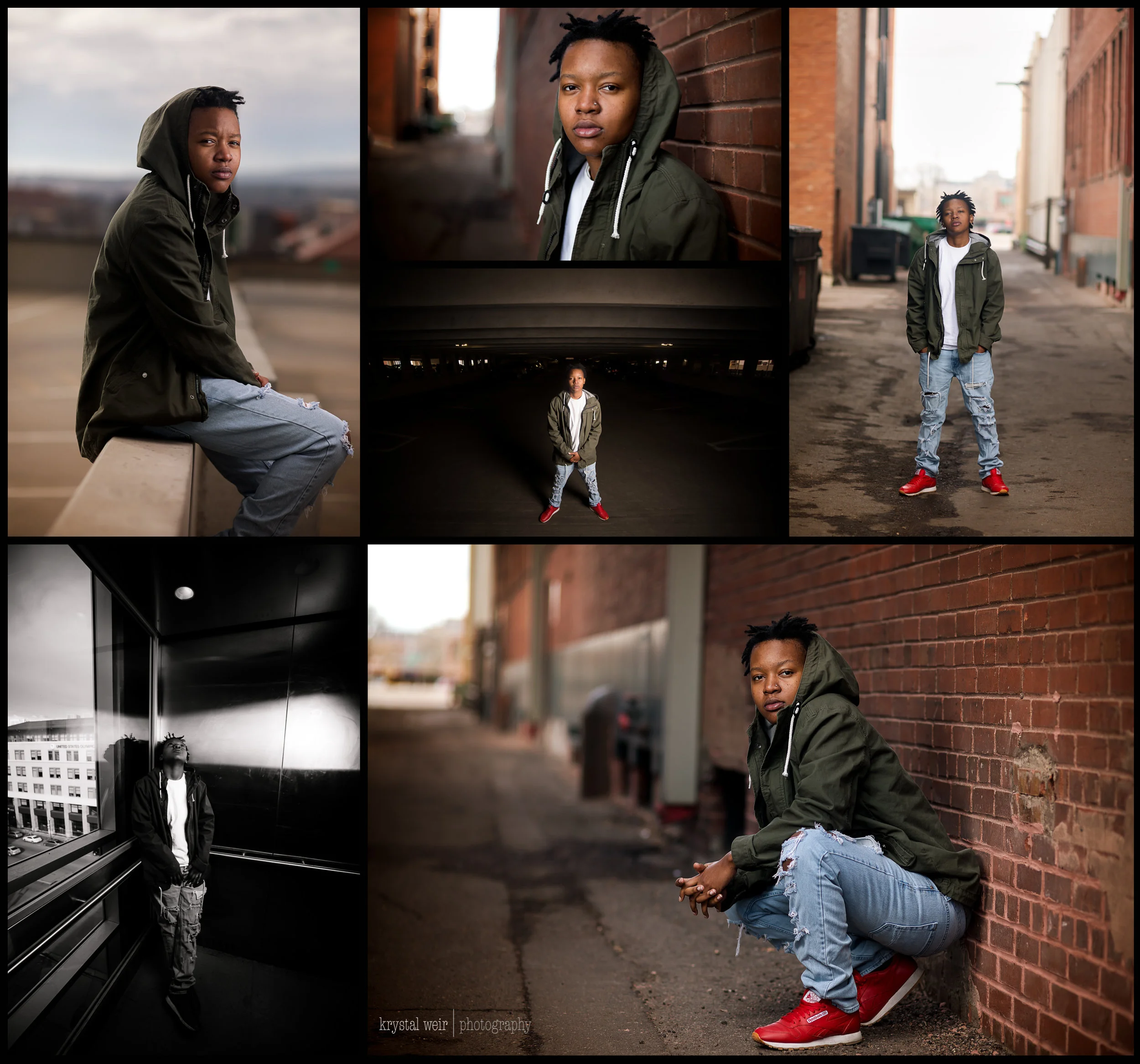 Day 21/365 I felt pretty cool today. I got the chance to photograph a music artist. I have a feeling she will be doing some really big things this year! Here are a few of my favorites! This session was me stepping outside of my comfort zone. I usually photograph children and families so to be able to photograph a whole different subject, stylistically was a fun opportunity for me. I was to be creative with my lighting and with location. We started off in an alley for me to warm up as well as the artist. So I started off simple with the brick wall shots and center alley shots. I set up my lighting equipment, one single speed light and 24x24 softbox, camera left for the wall shots and camera right for all of the other shots. People ask settings or how to make the flash look natural. For me it is a combination of light placement and enhancing the visual in post processing/editing. Whenever I use my off camera flash I dial in my settings as usual to get proper exposure of my subject and then I add in my external lighting. My speed light usually stays at about 1/16th power and I'll move the light closer or farther away until I get the desired look. If I need more light that's when I increase the power if I cannot get the light closer to my subject without being in the frame. I don't feel like I am an expert at this I just do what works for me and I'm happy to share my process. If there is a specific photo that you have a question about feel free to leave it in the comments I will definitely be happy to answer them! 