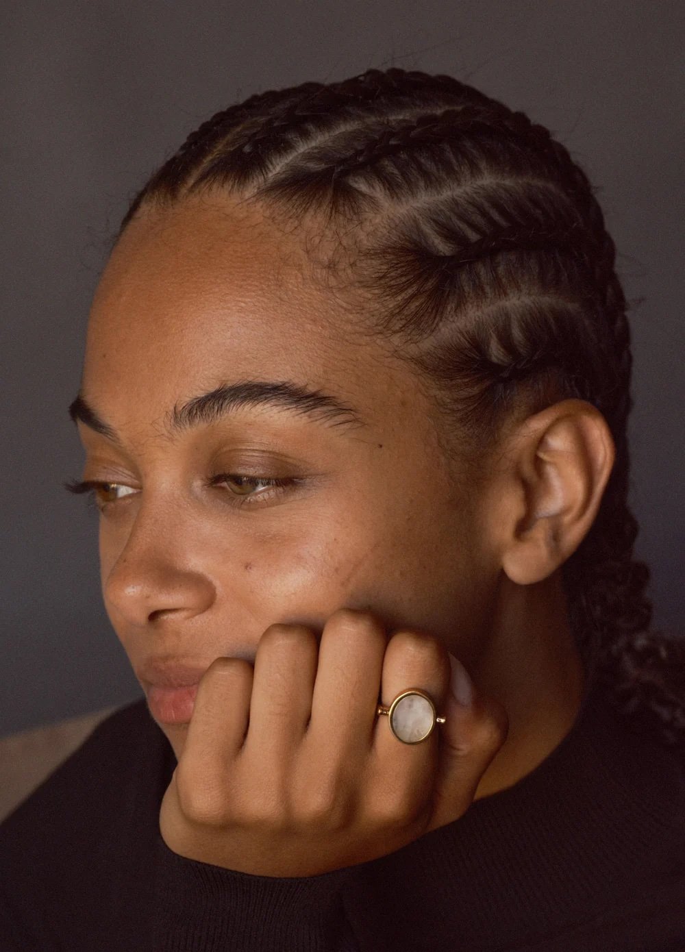 GOLD ROSE QUARTZ SWIVEL RING