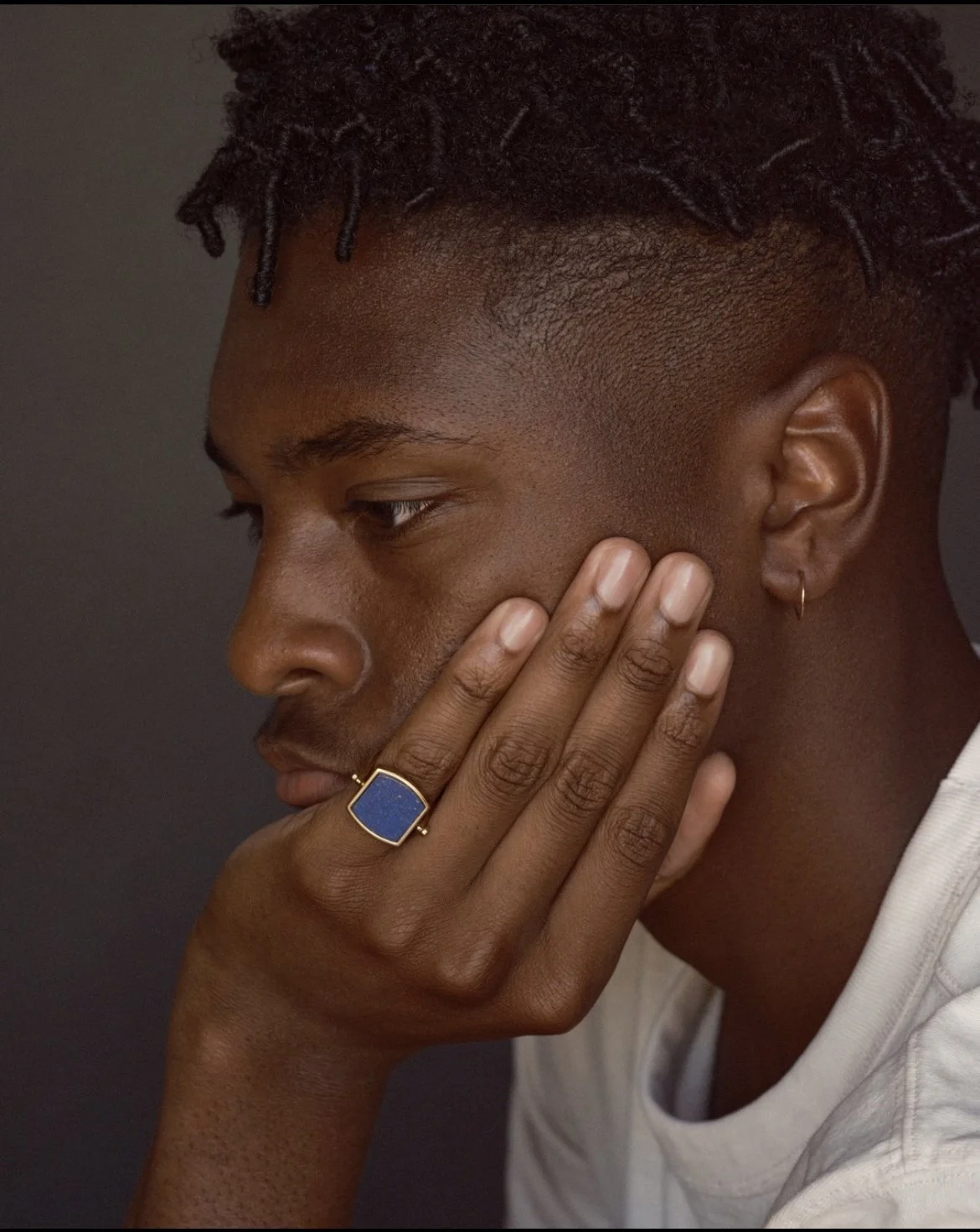 GOLD LOZENGE LAPIS LAZULI SWIVEL RING