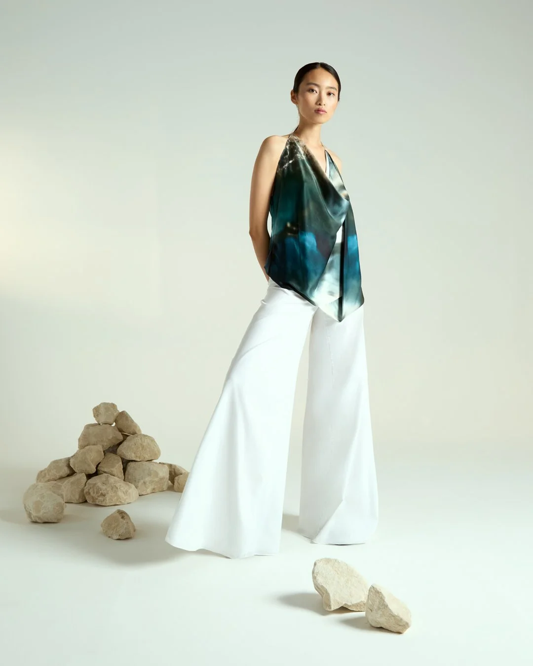 Aiode Artwork Print Transformable Blouse and Katharine Trousers